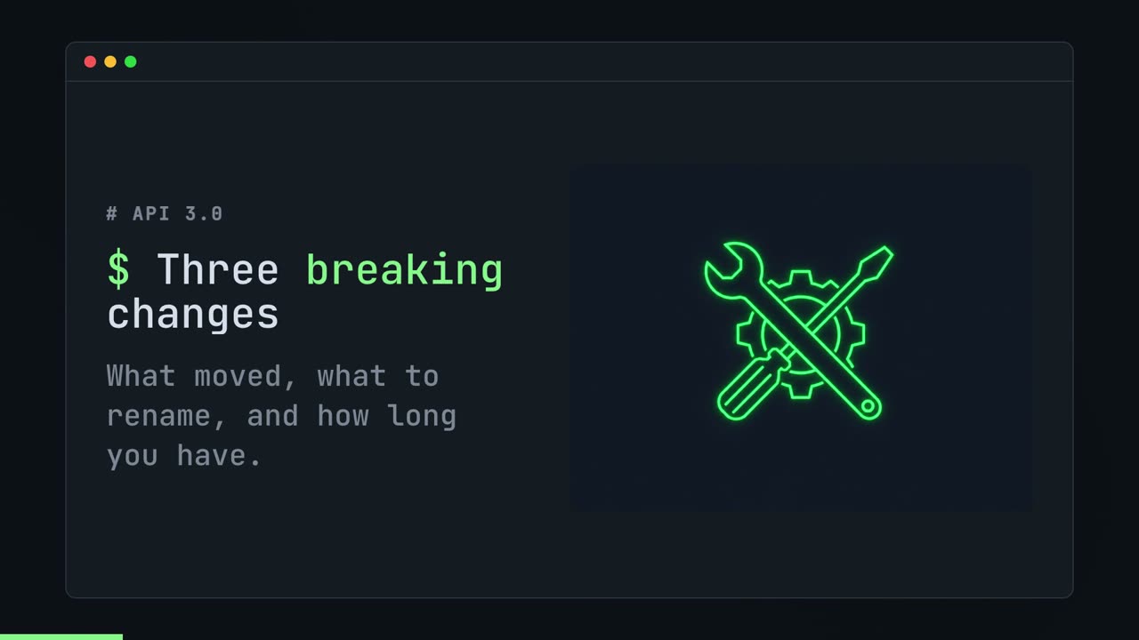 Bild aus dem Beispielvideo: Release Notes zur API